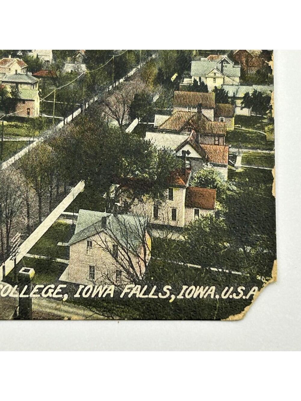 1908 Postcard Iowa Falls IA Ellsworth College Birds Eye View SE Old Main Tower - Picture 10 of 16